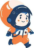 mano dibujado astronauta chico en plano estilo vector