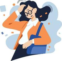 Hand Drawn office worker who is tired from work in flat style vector