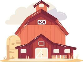 Hand Drawn barns and farms in flat style vector