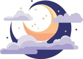 Hand Drawn christmas moon in flat style vector