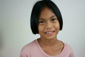 Portrait of child on the grey background photo