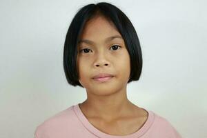 Portrait of child on the grey background photo