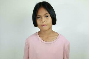 Portrait of child on the grey background photo