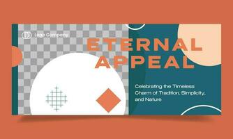 Eternal Appeal horizontal banner template design. Perfect for promotional media for traditional, old-fashioned, or nostalgic charm, simplicity, authenticity, and nature banner vector