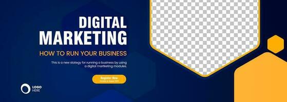 Yellow and Blue banner for Digital Marketing concepts, presentation banner template design vector