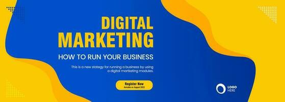 Yellow and Blue curved banner design for Digital Marketing concepts, and presentation banner vector template design