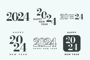 conjunto de 2024 contento nuevo año logo texto diseño. 2024 números o etiquetas con negro color aislado en blanco antecedentes. nuevo año símbolo vector