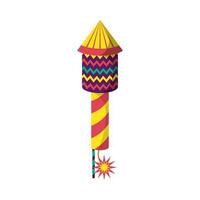 Cartoon Color Traditional Firecracker or Pyrotechnics Rocket Icon. Vector