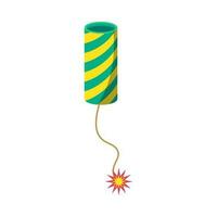 Cartoon Color Firecracker or Pyrotechnics Rocket Icon. Vector