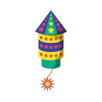 Cartoon Color Firecracker or Pyrotechnics Rocket Icon. Vector