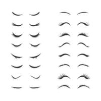 Cute Eyelashes Black Thin Line Icon Set. Vector