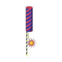 Cartoon Color Firecracker or Pyrotechnics Rocket Icon. Vector