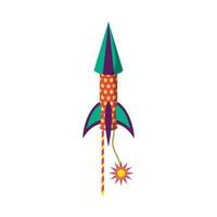 Cartoon Color Firecracker or Pyrotechnics Rocket Icon. Vector