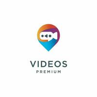 Pin and video icon, video app symbol vector illustration design with elegant gradient color