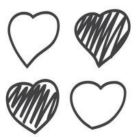 Love heart hand drawn vector illustration. Black and white.