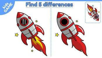 Kids game Find differences with flying spacecraft vector