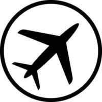 Airplane icon in a circle . Plane icon. Flight transport symbol. Vector illustration