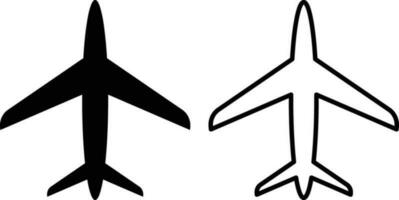 avión icono conjunto vector en dos estilos . avión icono . vuelo transporte símbolo. viaje icono