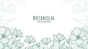 Botanical Line Art Background, Botanical Background, Leaves and Flower Background vector