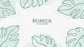 Botanical Line Art Background, Botanical Background, Leaves and Flower Background