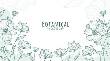 Botanical Line Art Background, Botanical Background, Leaves and Flower Background vector