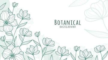 Botanical Line Art Background, Botanical Background, Leaves and Flower Background