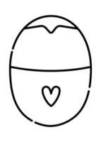 Love lock with a heart, vector black line icon