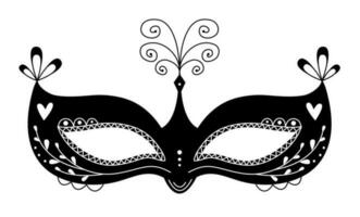 Black and white masquerade mask, carnival costume attribute for purim and la mascarada holidays vector