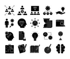 strategy icon set. solid icon vector