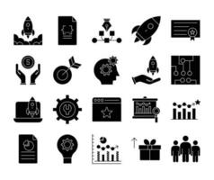 startup icon set. solid icon vector