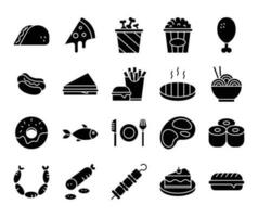 food icon set. solid icon vector