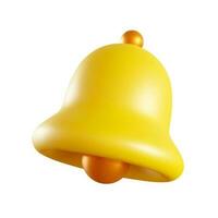 Realistic notification bell in 3D style. Yellow ringing bell isolated on white background. vector