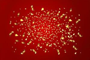 Abstract vector background in red color with golden confetti. Vector Background for congratulations or party. Vector Illustration