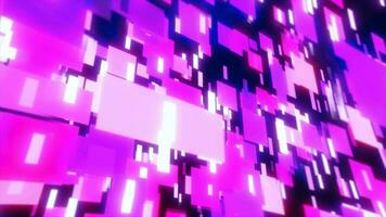 púrpura energía cuadrícula y rectángulos partículas magia brillante de alta tecnología futurista resumen antecedentes video