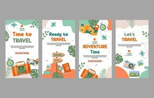 Hand drawn flat travel agency social media story vector