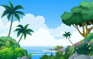 forest with beach background vector