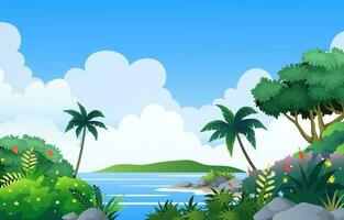 forest with beach background vector