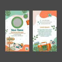 Hand drawn id card travel agency with flat color concept vector