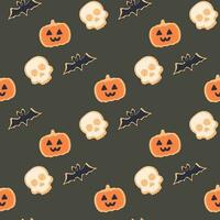 Halloween candy cookies cupcakes pattern seamless treats vector