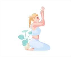 Hand drawn vector watercolor yoga poses