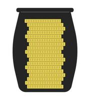 Golden coins in glass jar flat line color isolated vector object. Savings. Finance. Editable clip art image on white background. Simple outline cartoon spot illustration for web design