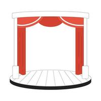 Theater stage monochrome flat vector object. Decorative red curtains. Editable black and white thin line icon. Simple cartoon clip art spot illustration for web graphic design