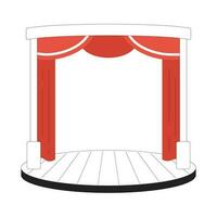 Theater stage monochrome flat vector object. Decorative red curtains. Editable black and white thin line icon. Simple cartoon clip art spot illustration for web graphic design