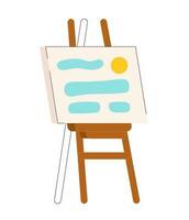 Picture on easel semi flat colour vector object. Exhibition of paintings. Editable cartoon clip art icon on white background. Simple spot illustration for web graphic design