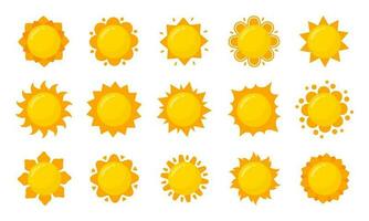 yellow sun icon Simple cartoon style design. The rays of the sun in summer vector