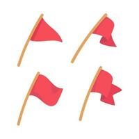 Red flag icon. Symbolic flags for defining tent sites for trekkers vector