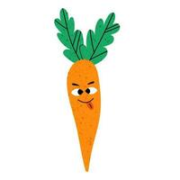 Cute orange crazy carrot. Cartoon character illustration icon. Flat vector illustration isolated on white background.