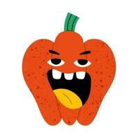 Screaming red pepper character. Cartoon character illustration icon. Flat vector illustration isolated on white background.