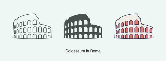 coliseo en Roma icono en diferente estilo vector ilustración.