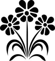 Flowers, Black and White Vector illustration